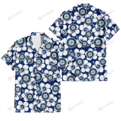 Seattle Mariners Modern White Hibiscus Navy Background 3D Hawaiian Shirt