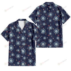 Seattle Mariners Small Hibiscus Buds Navy Background 3D Hawaiian Shirt