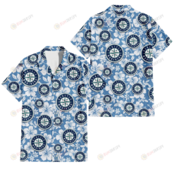 Seattle Mariners White Hibiscus Light Blue Texture Background 3D Hawaiian Shirt