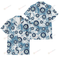 Seattle Mariners White Hibiscus Orchid Light Blue Background 3D Hawaiian Shirt