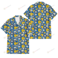 Seattle Mariners Yellow White Hibiscus Powder Blue Background 3D Hawaiian Shirt