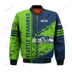 Seattle Seahawks Bomber Jacket 3D Printed Logo Pattern In Team Colours