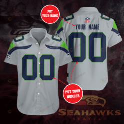 Seattle Seahawks Custom Name And Number Curved Hawaiian Shirt In White