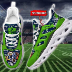 Seattle Seahawks Custom Name Player Illustration 3D Max Soul Sneaker Shoes