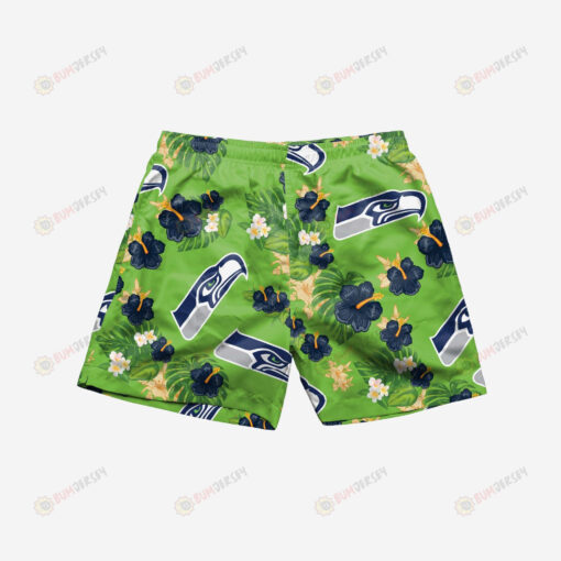 Seattle Seahawks Floral Hawaiian Men Shorts Swim Trunks - Print Shorts