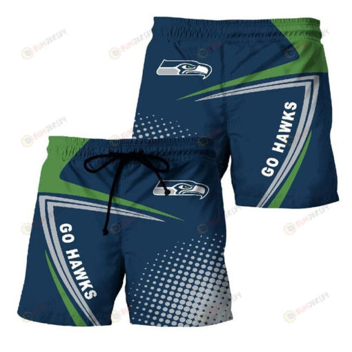 Seattle Seahawks Green Blue Summer Beach Hawaiian Shorts Summer Shorts Men Shorts - Print Shorts