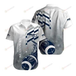 Seattle Seahawks Grey White Pattern Flower Pattern Short Sleeve Curved Hawaiian Shirt