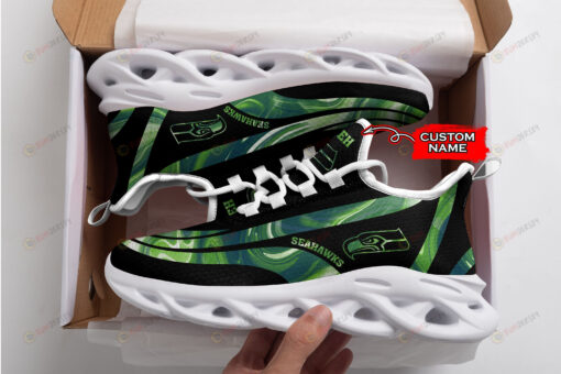 Seattle Seahawks Logo Color Stripe Pattern Custom Name 3D Max Soul Sneaker Shoes