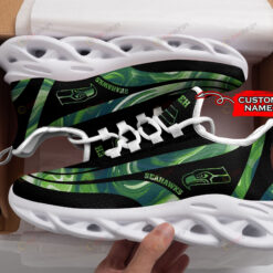 Seattle Seahawks Logo Color Stripe Pattern Custom Name 3D Max Soul Sneaker Shoes