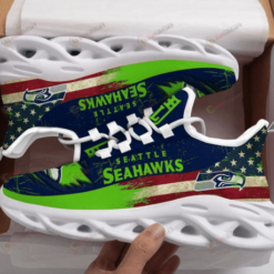 Seattle Seahawks Logo Flag Pattern 3D Max Soul Sneaker Shoes In Green Blue