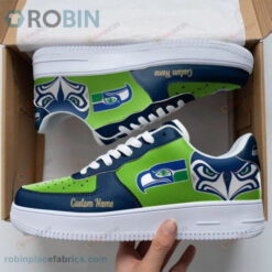 Seattle Seahawks Logo In Green/Navy Custom Name Air Force 1 Shoes Sneaker