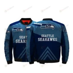 Seattle Seahawks Logo Pattern Bomber Jacket - Navy