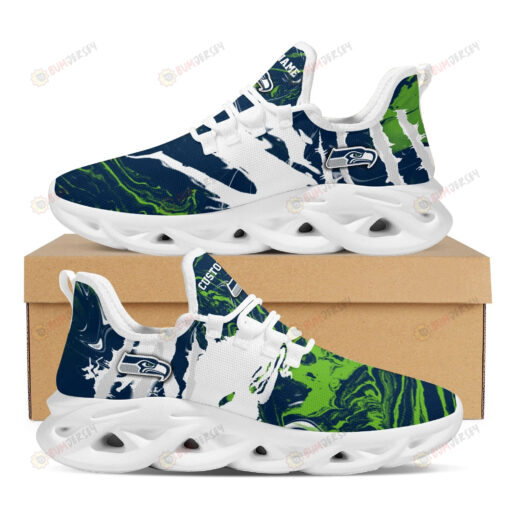 Seattle Seahawks Logo Slick Pattern Custom Name 3D Max Soul Sneaker Shoes