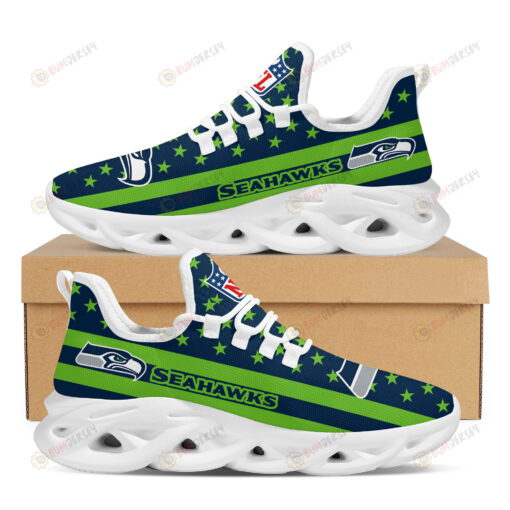 Seattle Seahawks Logo Stripe And Stars Pattern 3D Max Soul Sneaker Shoes