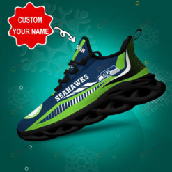 Seattle Seahawks Logo Stripe Line Pattern Custom Name 3D Max Soul Sneaker Shoes