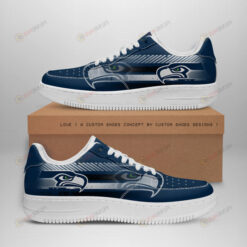 Seattle Seahawks Logo Stripe Pattern Air Force 1 Printed In Dark Blue