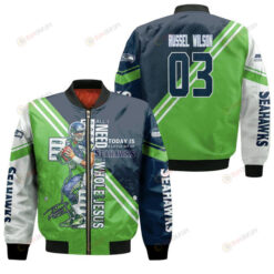 Seattle Seahawks Russel Wilson Pattern Bomber Jacket - Green