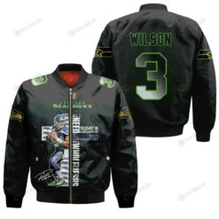 Seattle Seahawks Russell Wilson Pattern Bomber Jacket - Black