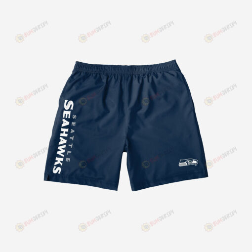 Seattle Seahawks Solid Wordmark Traditional Hawaiian Men Shorts Swim Trunks - Print Shorts