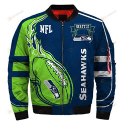 Seattle Seahawks Team Logo Bomber Jacket - Blue And Green