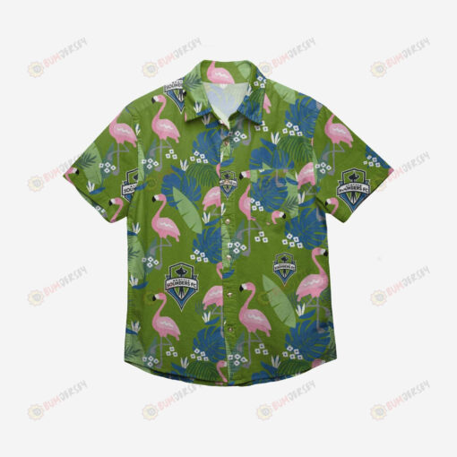 Seattle Sounders FC Floral Button Up Hawaiian Shirt