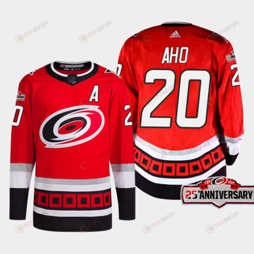 Sebastian Aho 20 Carolina Hurricanes Red Jersey 2022-23 Third 25th Anniversary