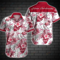 Selena Red White Pattern Short Sleeve Curved Hawaiian Shirt