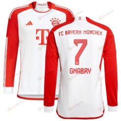 Serge Gnabry 7 Bayern Munich 2023/24 Home Long Sleeve Men Jersey - White
