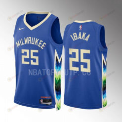 Serge Ibaka 25 2022-23 Milwaukee Bucks Blue City Edition Jersey Swingman