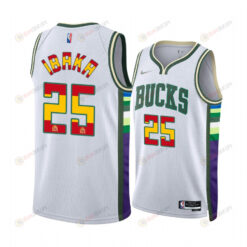 Serge Ibaka 25 Spain Flag Edition Milwaukee Bucks White Jersey Special