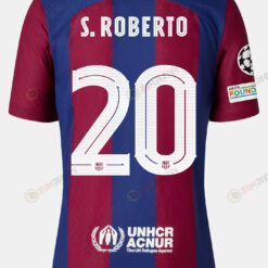 Sergi Roberto 20 Barcelona 2023/24 With UCL Badge Home Men Jersey