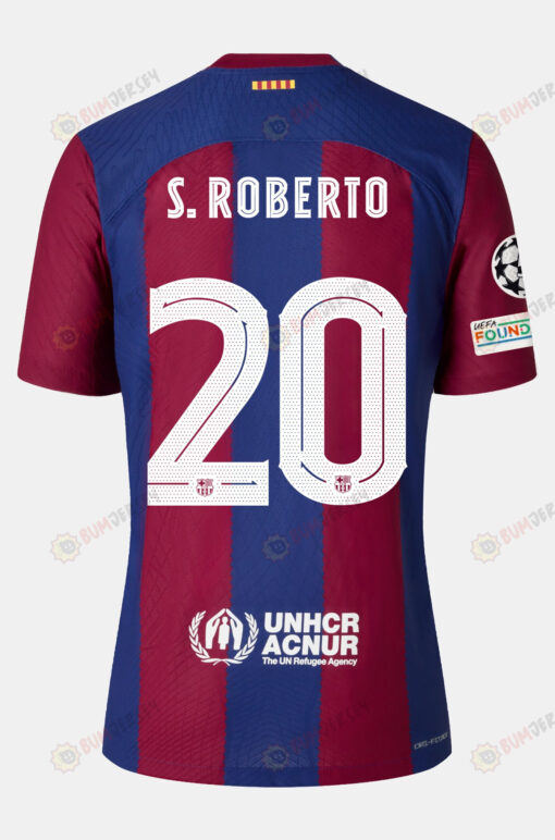 Sergi Roberto 20 Barcelona 2023/24 With UCL Badge Home Men Jersey