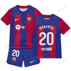 Sergi Roberto 20 Barcelona Home Kit 2023-24 Youth Jersey - Blue/Scarlet