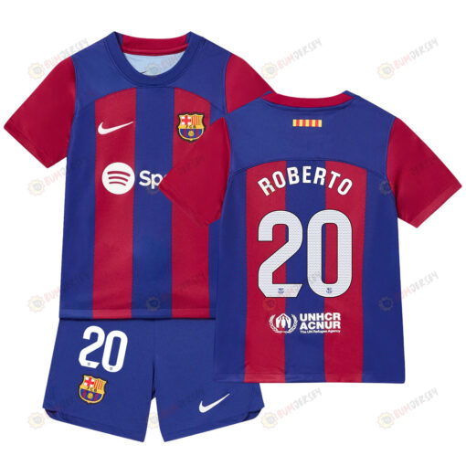 Sergi Roberto 20 Barcelona Home Kit 2023-24 Youth Jersey - Blue/Scarlet