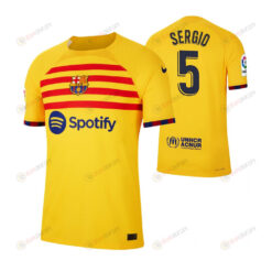 Sergio Busquets 5 Barcelona 2022/23 Fourth Breathe Stadium Men Jersey - Yellow