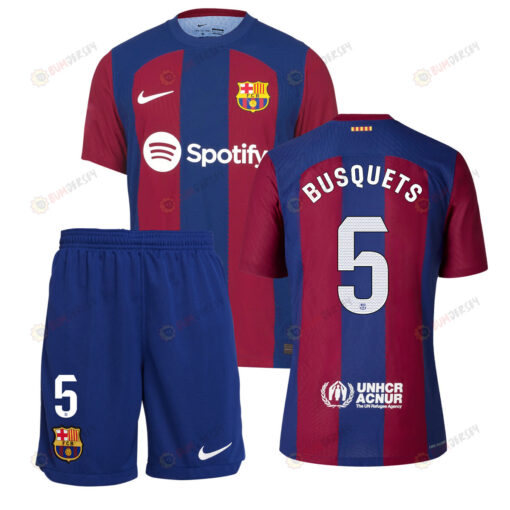 Sergio Busquets 5 Barcelona 2023/24 Home Kit Men Jersey - Blue/Scarlet