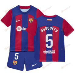 Sergio Busquets 5 Barcelona Home Kit 2023-24 Youth Jersey - Blue/Scarlet