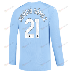 Sergio G?mez 21 Manchester City 2023/24 Long Sleeve Home Jersey - Sky Blue