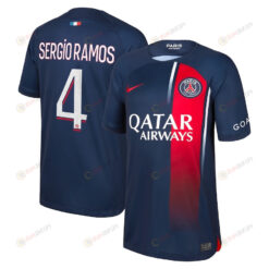 Sergio Ramos 4 Paris Saint-Germain Youth 2023/24 Home Jersey - Navy