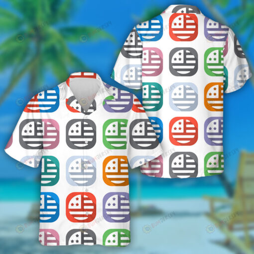 Set Of White Icons On Colored Squares For Applications Hawaiian Shirt