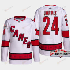 Seth Jarvis 24 Carolina Hurricanes White Jersey 2022-23 Away 25th Anniversary