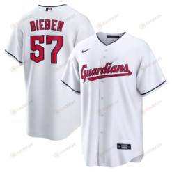 Shane Bieber 57 Cleveland Guardians Home Men Jersey - White