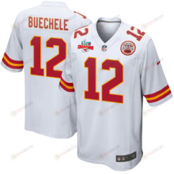 Shane Buechele 12 Kansas City Chiefs Super Bowl LVII Champions 3 Stars Men's Jersey - White