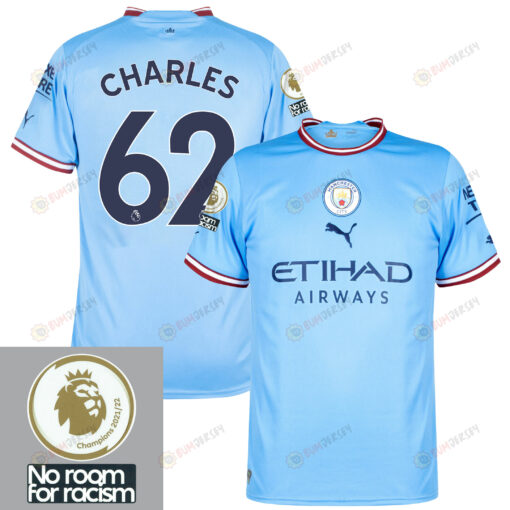 Shea Charles 62 Manchester City 2022-2023 Home Men Jersey - Sky Blue