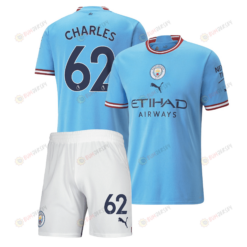 Shea Charles 62 Manchester City Home Kit 2022-23 Men Jersey - Sky Blue