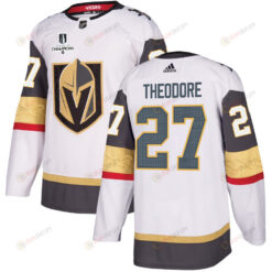 Shea Theodore 27 Vegas Golden Knights Stanley Cup 2023 Champions Patch Away Breakaway Men Jersey - White