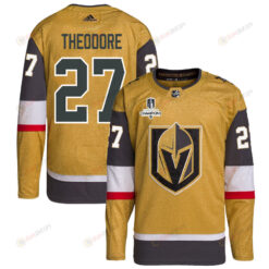 Shea Theodore 27 Vegas Golden Knights Stanley Cup 2023 Champions Patch Home Breakaway Men Jersey - Gold