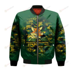 Sherbrooke Vert et Or Bomber Jacket 3D Printed Camouflage Vintage