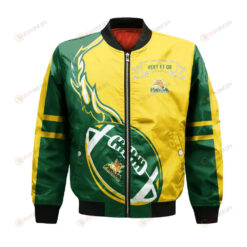 Sherbrooke Vert et Or Bomber Jacket 3D Printed Flame Ball Pattern