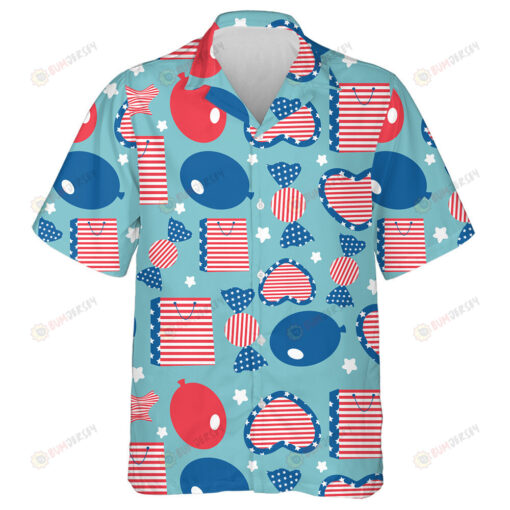 Shopping Paper Bag With Heart And Balloon In Flag Pattern Hawaiian Shirt